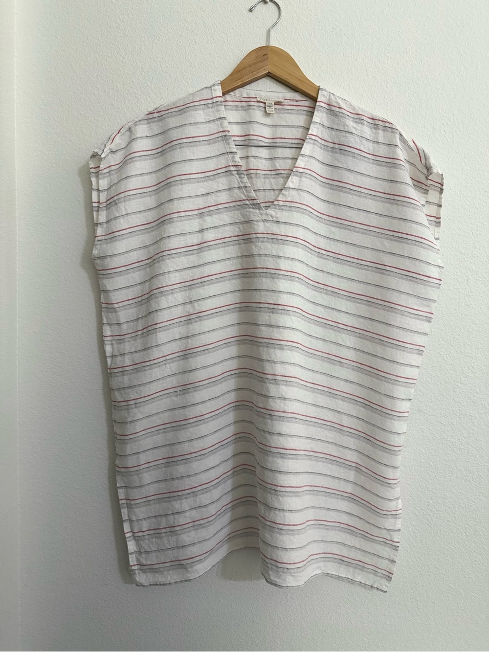Eileen Fisher 100% Organic Linen Kaftan Tunic Top Dress Cover Up Women XXS